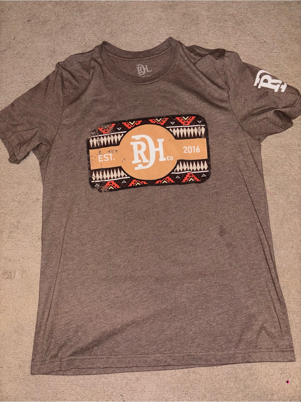 Women’s Gray Graphic Tee with Aztec Patch